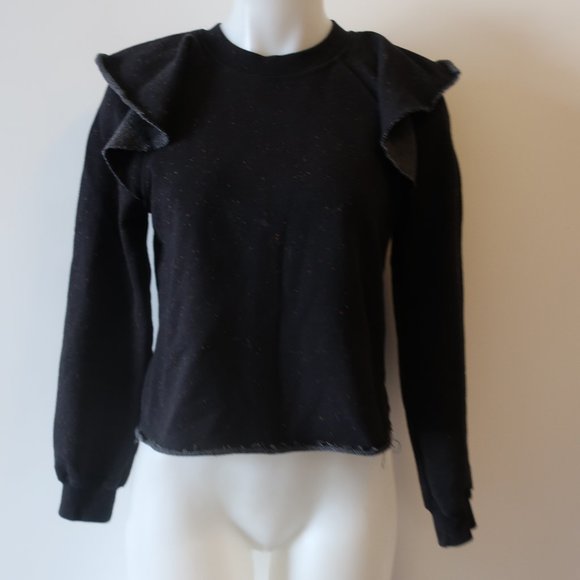 Something Navy Tops - SOMETHING NAVY SPECKLED RUFFLED SWEATSHIRT TOP XS*